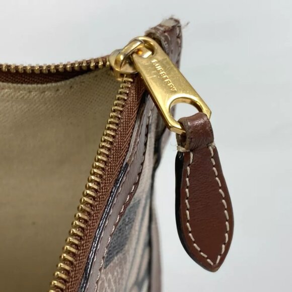 BURBERRY bag TB whole pattern fastener zip Clutch bag PVC/Leather Brown - Picture 8 of 13